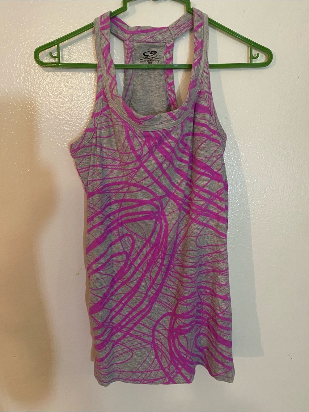 Champion Gray Racerback Tank with Pink Abstract Print